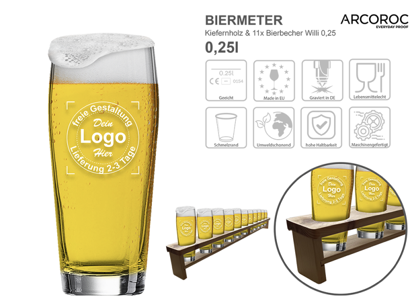 Willi Biermeter mit mehreren Angaben vom Glas