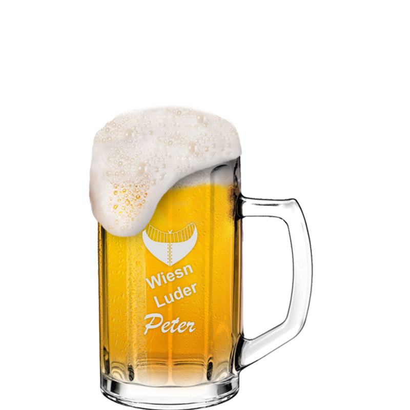 Befüllter Bierkrug mit persönlicher Gravur