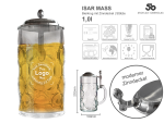 Ein großes gefüllter Maßkrug Isar Zinndeckel 1l von Stölzle Oberglas mit den Angaben.