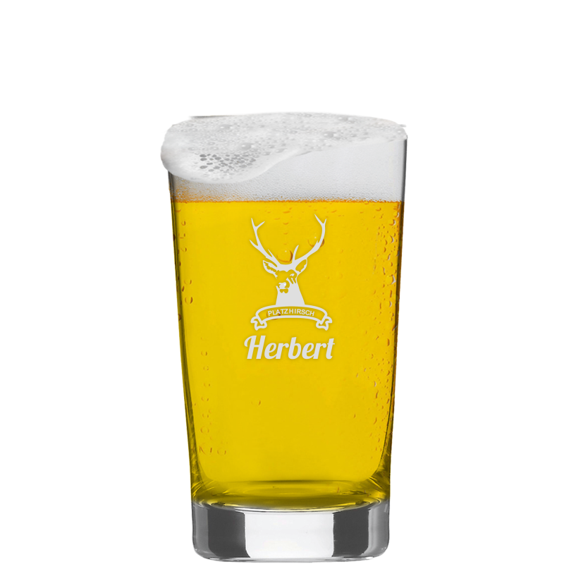 Befülltes Beer Glas Charles Schumann Groß mit persönlicher Gravur 0,33