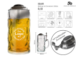 Ein großes gefüllter Bierkrug Isar Zinndeckel  0,5l von Stölzle Oberglas mit den Angaben.
