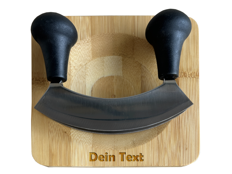 Kräuterschneidebrett mit Wiegemesser zur persönlichen Gestaltung