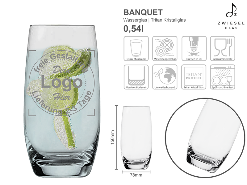 Banquet Wasserglas mit mehreren Angaben vom Glas