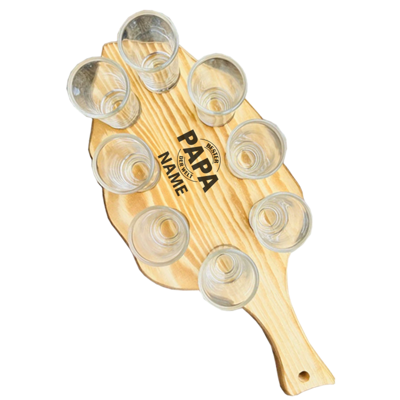 Schnapsträger mit 8 Gläsern mit individueller Vatertags Gravur