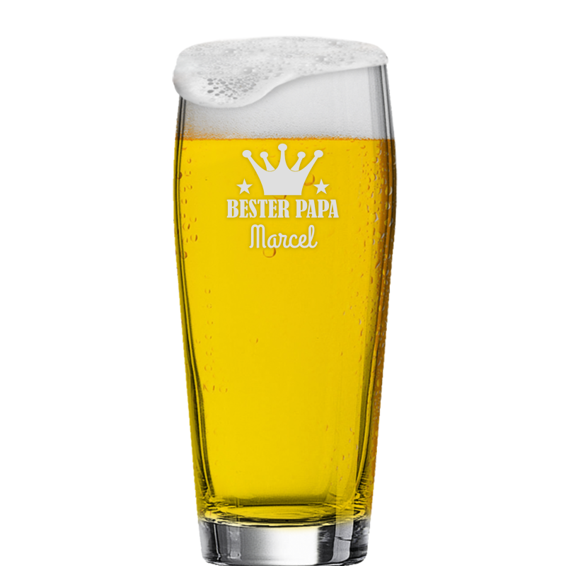Befülltes Beer Glas Willy mit persönlicher Gravur
