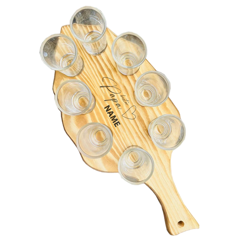 Schnapsträger mit 8 Gläsern mit individueller Vatertags Gravur