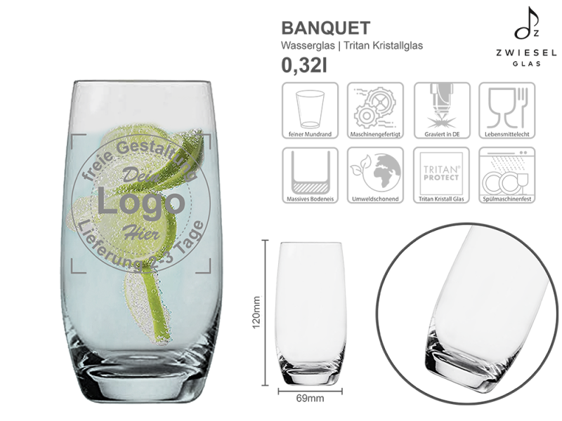 Banquet Wasserbecher mit mehreren Angaben vom Glas