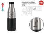 Trinkflasche Bludrop Emsa mit mehreren Angaben vom Glas