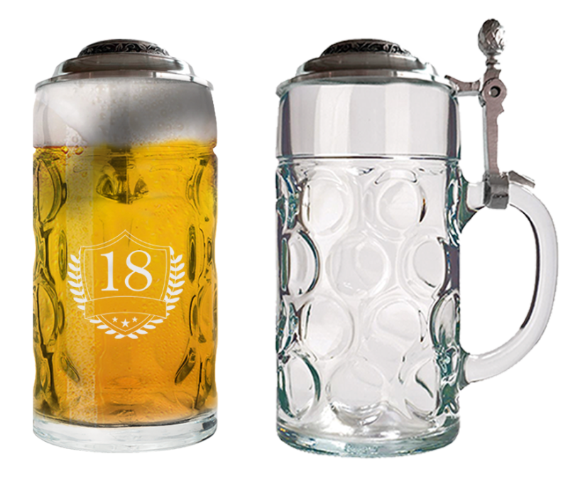 Bier Krug 0,5 mit Zinndeckel Liter mit individueller Gravur