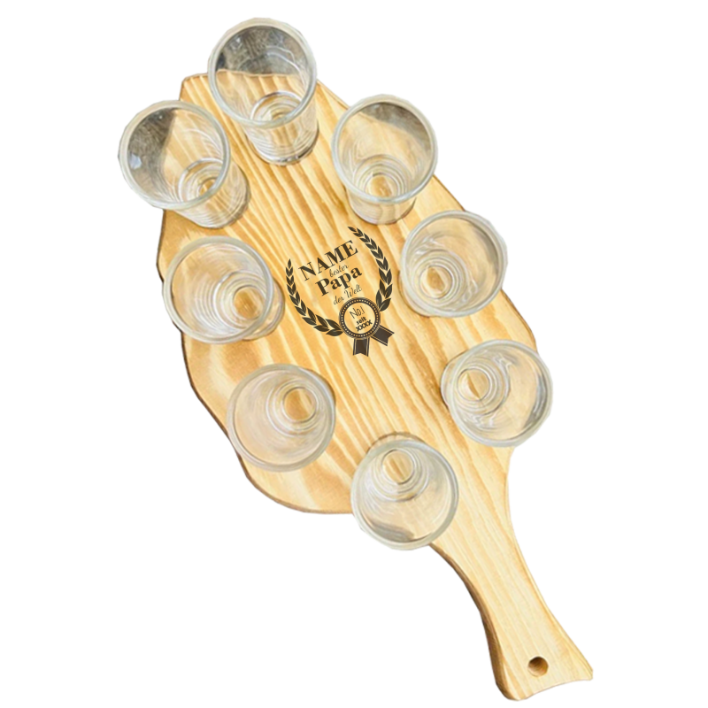 Schnapsträger mit 8 Gläsern mit individueller Vatertags Gravur
