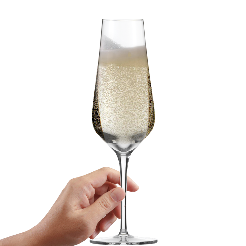 Fine Sektglas liegt perfekt in der Hand dank rundem Stiel