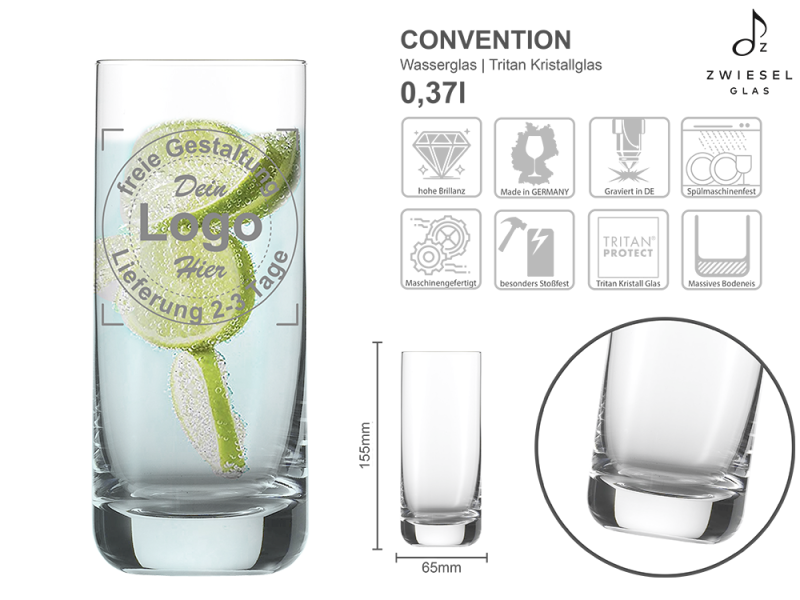 Wasser Glas Convention mit mehreren Angaben vom Glas