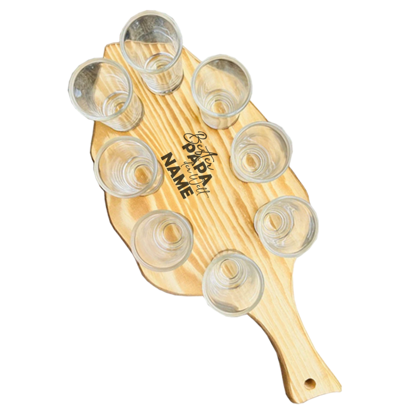 Schnapsträger mit 8 Gläsern mit individueller Vatertags Gravur