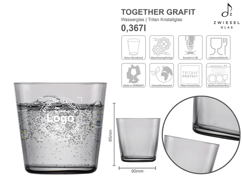 Wasserglas Together Grafit mit mehreren Angaben vom Glas