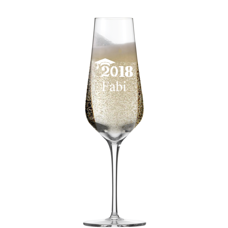 Befülltes Sektglas Fine Schott Zwiesel mit persönlicher Gravur