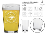 Bierbecher Charles Schumann mit mehreren Angaben vom Glas