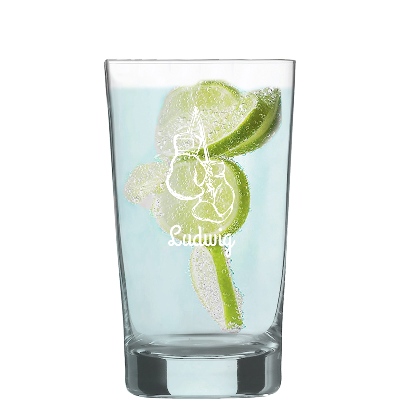 Graviertes Wasser Glas Charles Schumann klein individuell