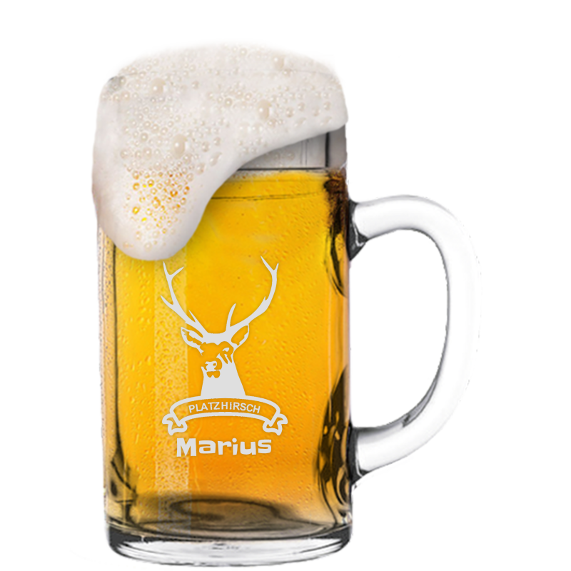 Befüllter Goaßmaß mit persönlicher Gravur / Druck