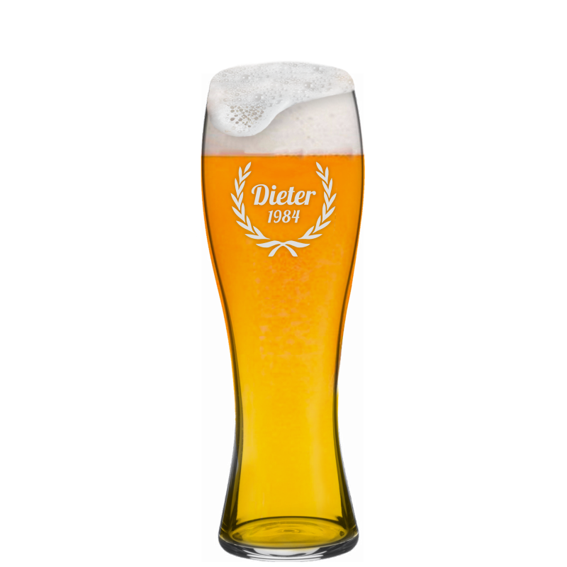 Befülltes Weizenglas Spiegelau mit persönlicher Gravur