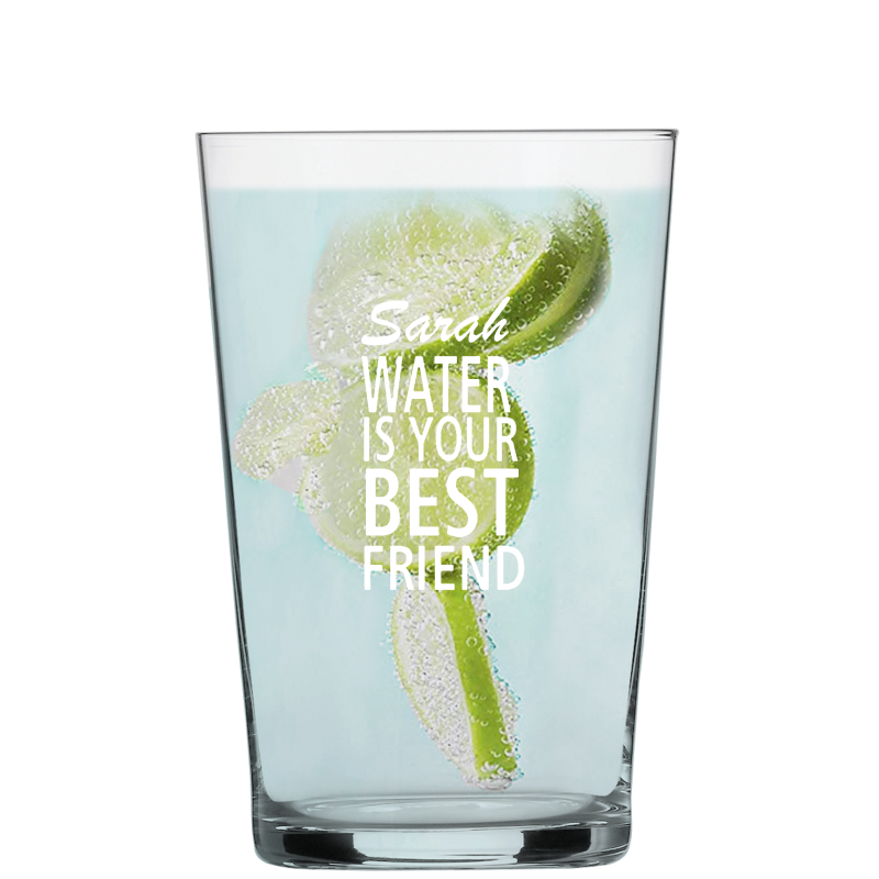 Befülltes Wasser Glas Charles Schumann Groß mit persönlicher Gravur 0,33