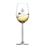 Befülltes Diva Weiswein Glas mit persönlicher Gravur