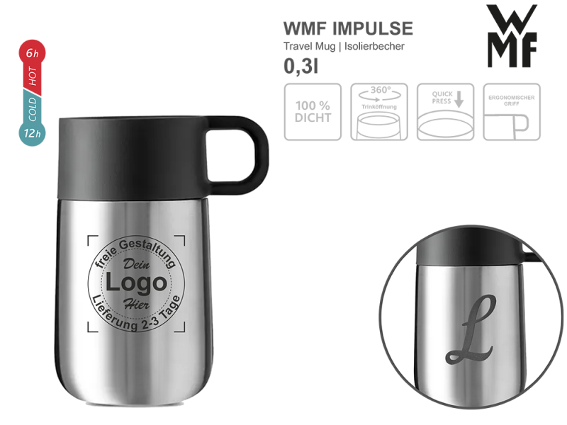 Isolierbecher Impulse WMF mit mehreren Angaben vom Glas