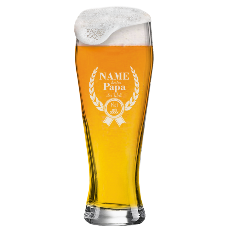 Bayern Weizen Bier Glas mit individueller Vatertags Gravur