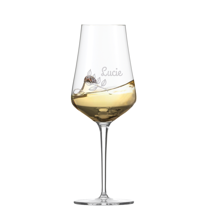 Befülltes Fine Weiswein Glas mit persönlicher Gravur