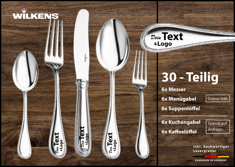 Wilkens Besteckset Schwedisch Faden zur Gravur