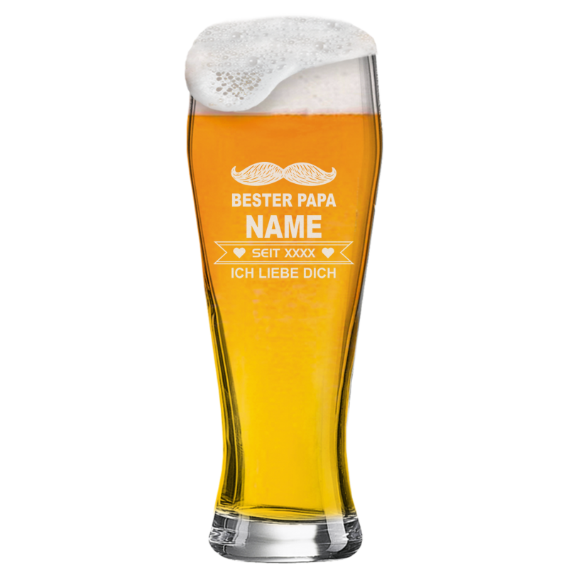 Bayern Weizen Bier Glas mit individueller Vatertags Gravur