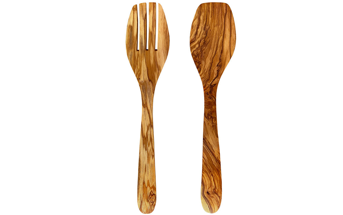 Salatbesteck Olivenholz zur Gravur